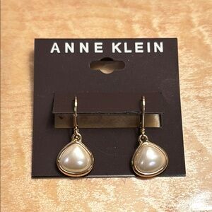 Anne Klein Gold and Cream Teardrop Earrings